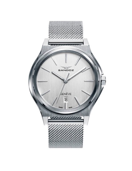 Sandoz Men's Swiss Watch 81481-07 Silver Milanese Mesh Strap