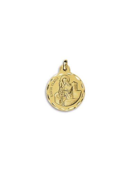 Medalla Redonda Santa Clara Oro 18k - ¡Compra Aquí!