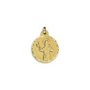 Medalla Redonda de San Francisco de Asís en Oro 18k de 21mm