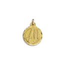 Medalla de la Virgen de Lourdes Redonda en Oro 18k