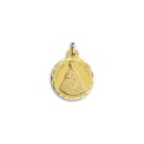 Medalla Redonda de la Virgen del Camino en Oro 18k de 21mm