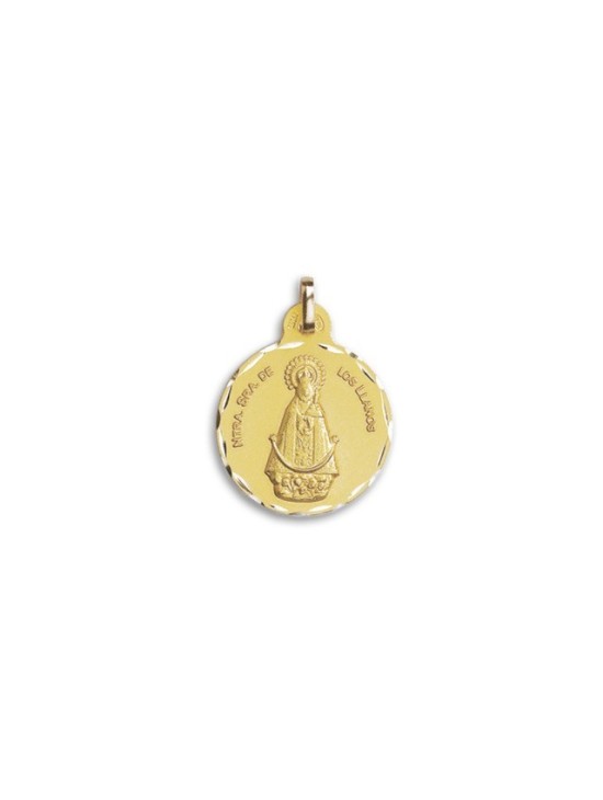 Medalla redonda Nuestra Señora de los Llanos oro 18k + Envío Gratis
