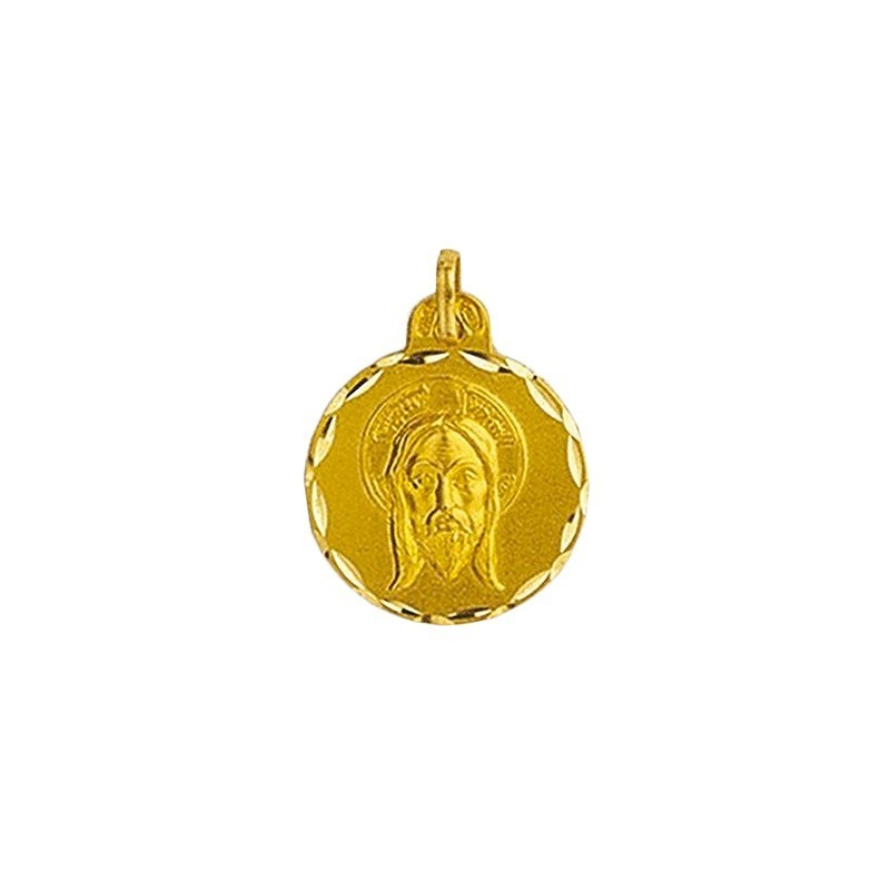 Medalla Redonda Santo Rostro Cristo Oro 18k + Envío Gratis