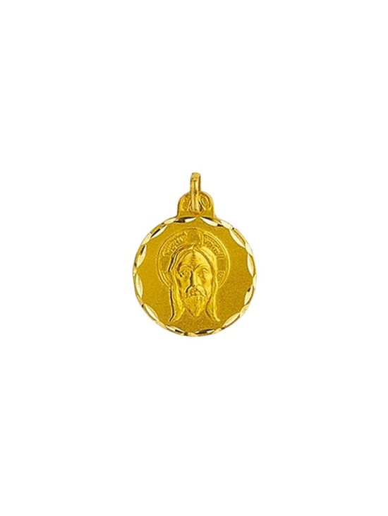 Medalla Redonda Santo Rostro Cristo Oro 18k + Envío Gratis
