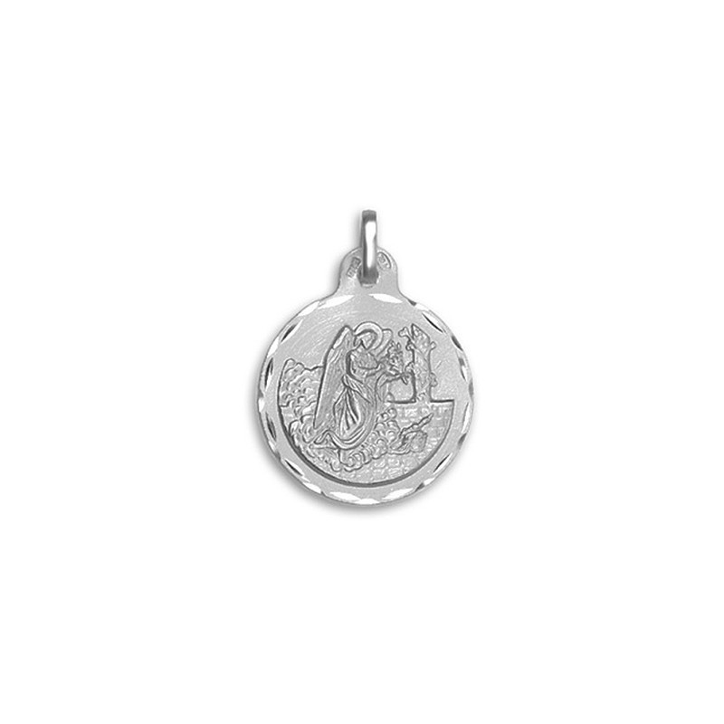 Medalla Redonda del Arcángel San Gabriel en Plata | Joyería Parejo