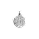 Medalla de la Virgen de Lourdes Redonda en Plata de Ley 925 mls