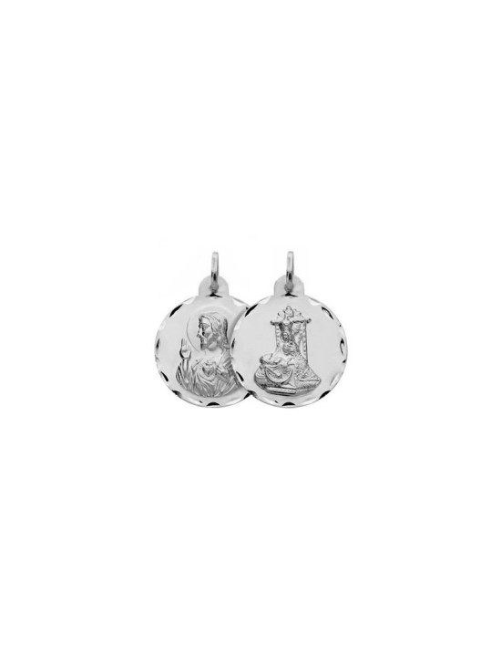 Escapulario Virgen Angustias - Sagrado Corazón Plata | Joyería Parejo