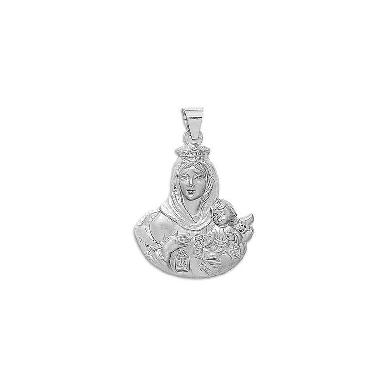 Medalla de la Virgen del Carmen Silueta Plata de Ley | Joyería Parejo