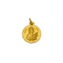 Medalla Redonda de Santa Gema Galgani en Oro 18k