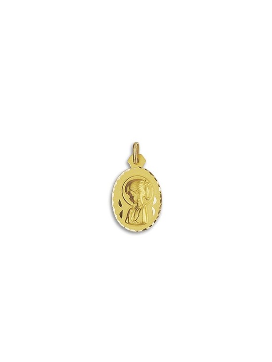 Virgen Niña Oval Oro Altura 19 mm