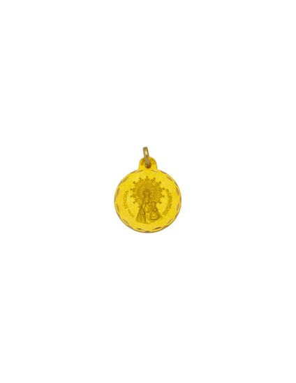 18k Gold Round Virgin of Linarejos Medal Necklace
