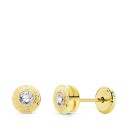 Pendientes Oro Amarillo Chatón Greca Circonita Oro 18K