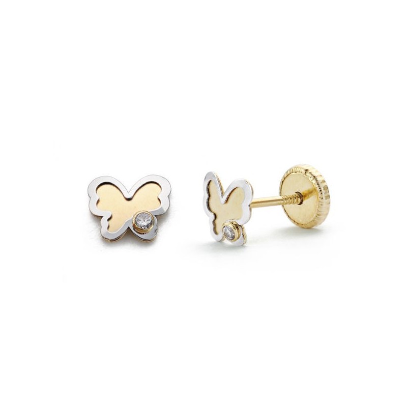 Brincos Bicolor Borboleta Ouro 18k - Compre Aqui!
