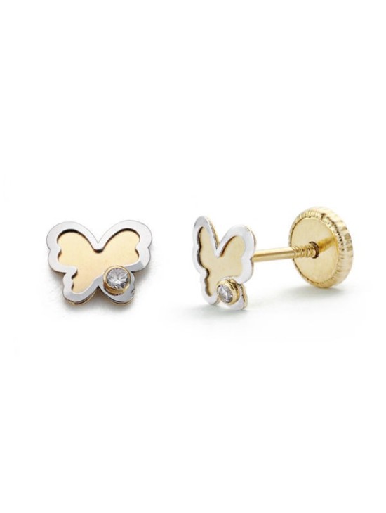 Brincos Bicolor Borboleta Ouro 18k - Compre Aqui!