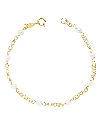 Pulseira de Pérolas Ouro 18k para Comunhão | Compre Já