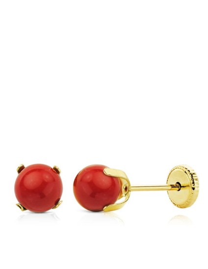 Brincos em Ouro Amarelo 18k com Coral - Compre Já!