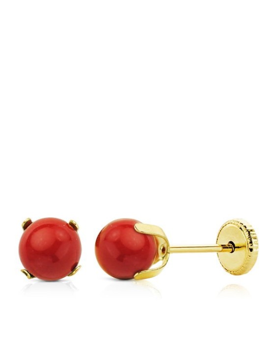 Brincos em Ouro Amarelo 18k com Coral - Compre Já!