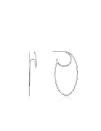 Brincos Ania Haie Silver Oval Double Hoop E023-15H Prata 925