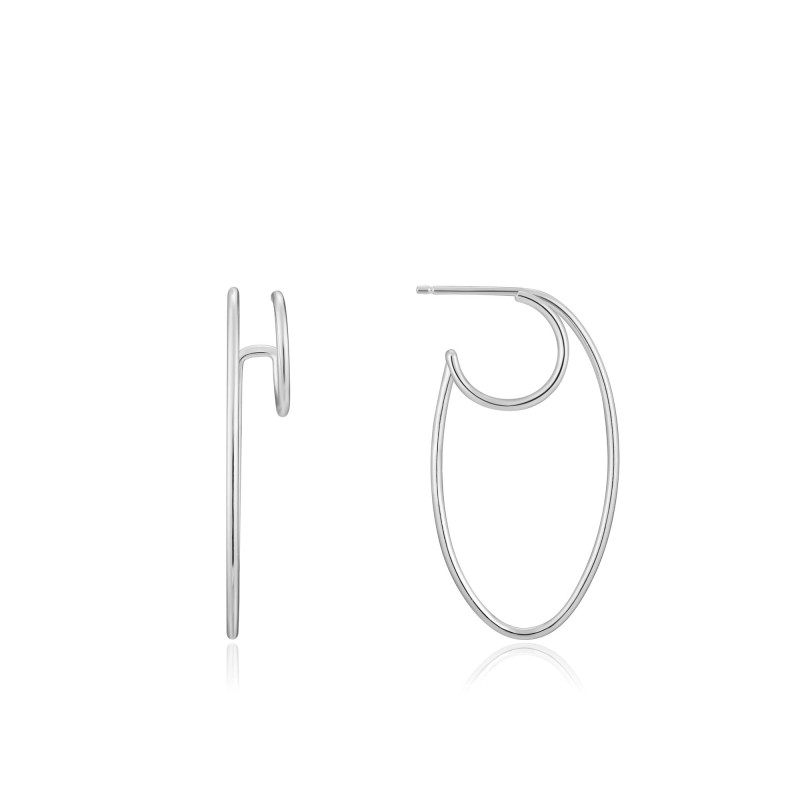 Pendientes Ania Haie Silver Oval Double Hoop E023-15H Plata de Ley