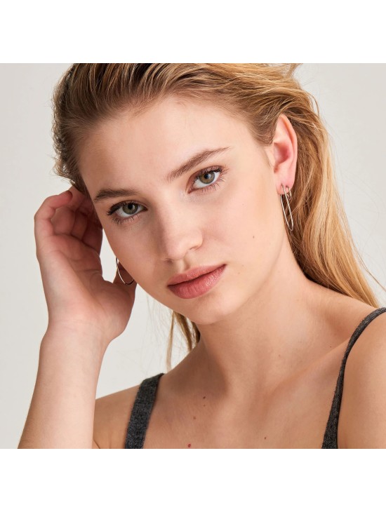 Brincos Ania Haie Silver Oval Double Hoop E023-15H Prata 925