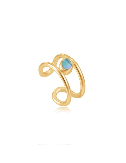 Pendiente Ania Haie Gold Abalone Earcuff E027-02G Plata de Ley