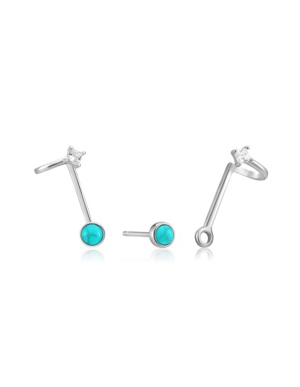 Brincos Ania Haie Gold Tidal Turquoise E027-03H Prata de Lei