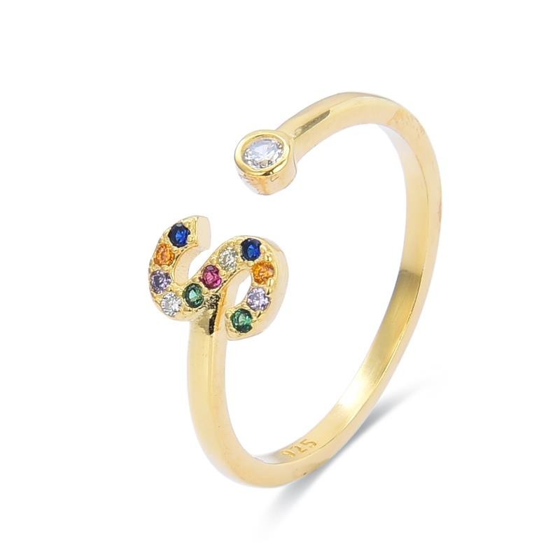Luxenter Letter S Ring H2046Y20S00 Gold Sterling Silver