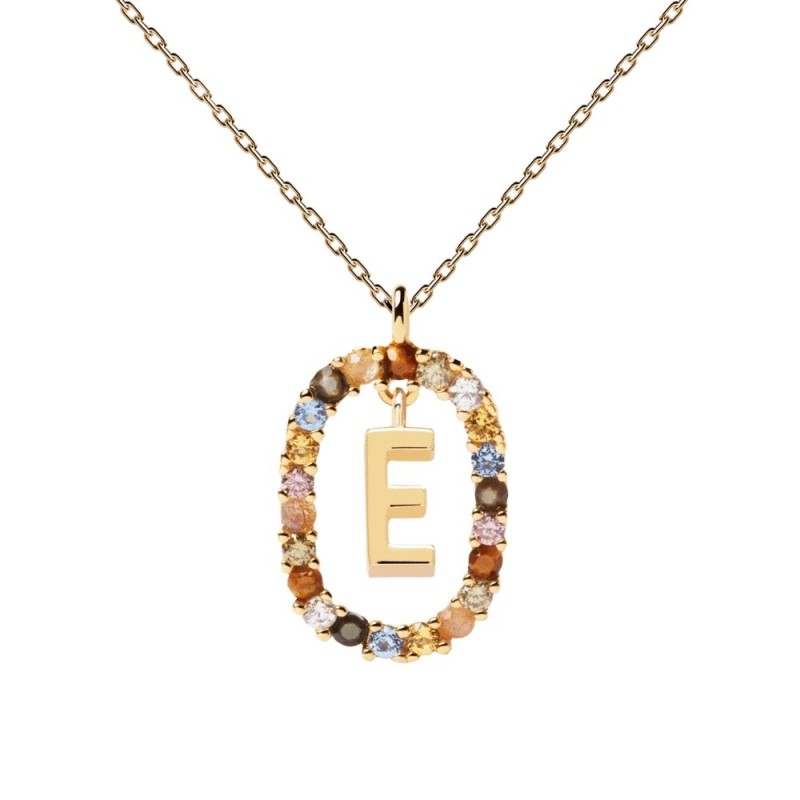 Colar P D Paola Letra E Prata 925 Dourado | Joyeria Parejo