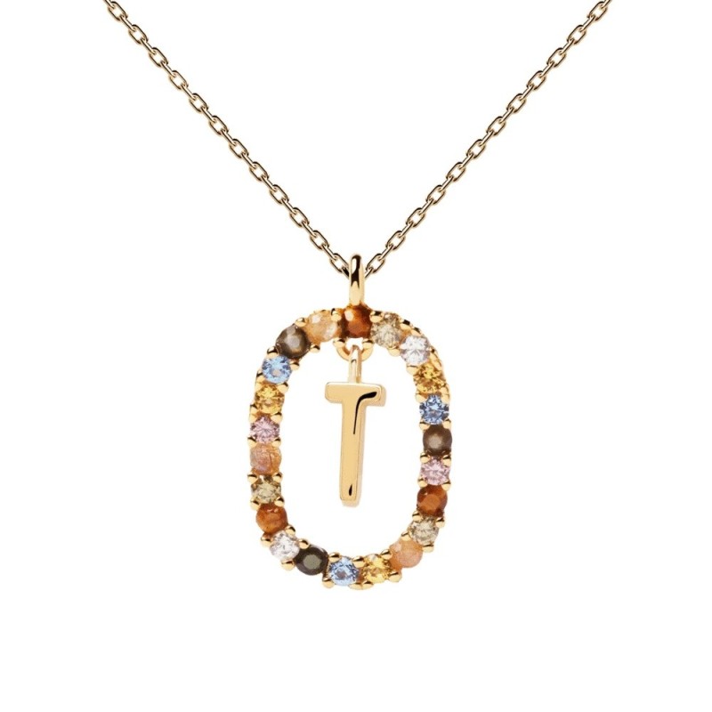 Collar P D Paola Letra T Plata 925MM Dorada | Joyería Parejo