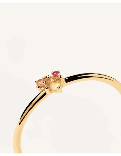 Anel PDPaola Rosé Blush Prata 925 Dourado Tamanho 16