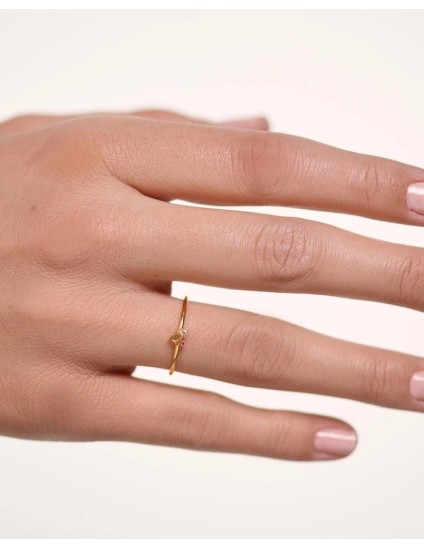 Anel PDPaola Rosé Blush Prata 925 Dourado Tamanho 16