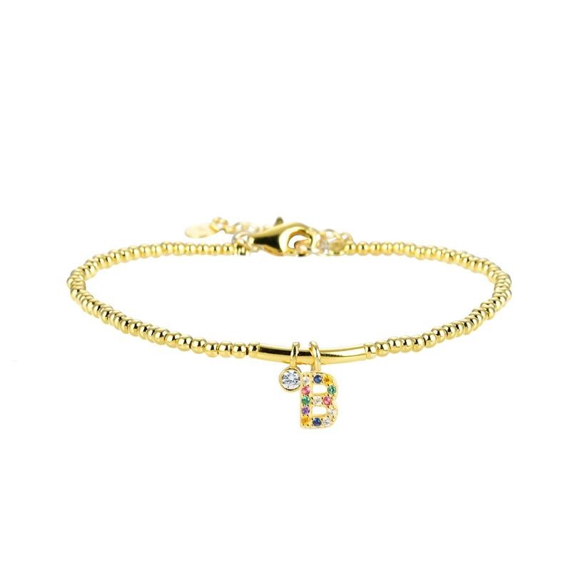 Pulsera Luxenter Letra B BH184Y20B00 Plata de Ley Dorada