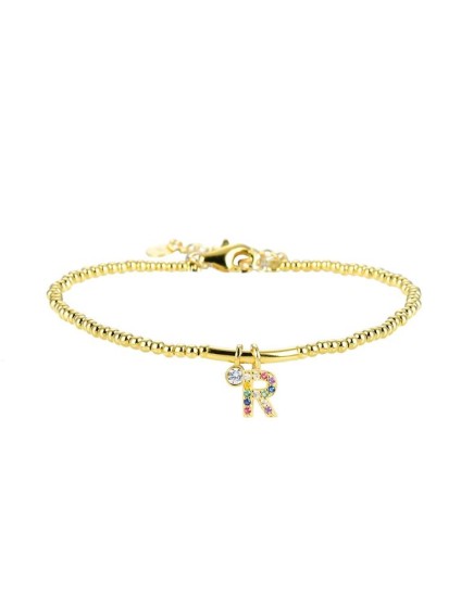 Pulseira Luxenter Letra R BH184Y20R00 Prata de Lei Dourada