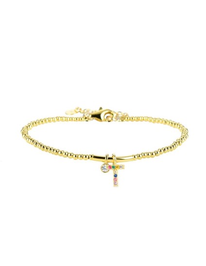 Pulsera Luxenter Letra T BH184Y20T00 Plata de Ley Dorado