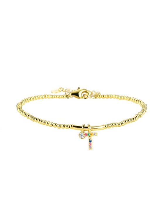 Pulsera Luxenter Letra T BH184Y20T00 Plata de Ley Dorado