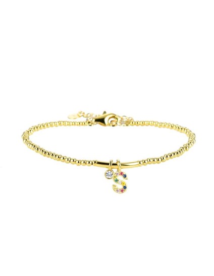 Pulseira Luxenter Letra S BH184Y20S00 Prata de Lei Dourada
