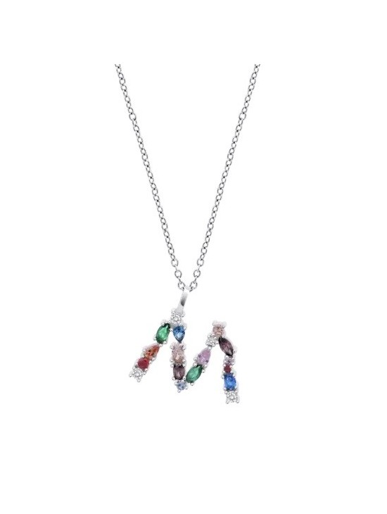 Collar Lotus Silver Mujer LP3635-1/M Letra M | Joyería Parejo