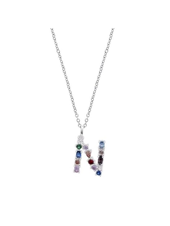 Collar Lotus Silver Mujer LP3635-1/N Letra N | Joyería Parejo