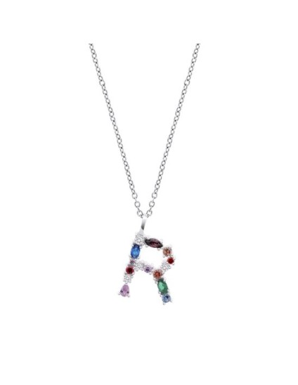 Collar Lotus Silver Mujer LP3635-1/R Letra R | Joyería Parejo