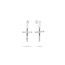 Pendientes Cruz Radiant Mujer RY000122 - Estilo Vintage, Plata Circonita
