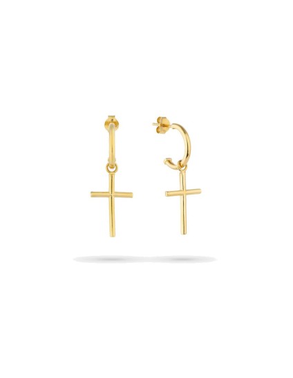 Brincos de argola com cruz dourada | Radiant RY000129