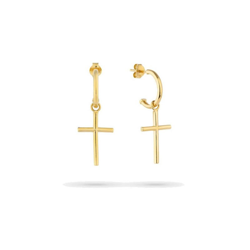 Pendientes de aro con cruz dorada | Radiant RY000129