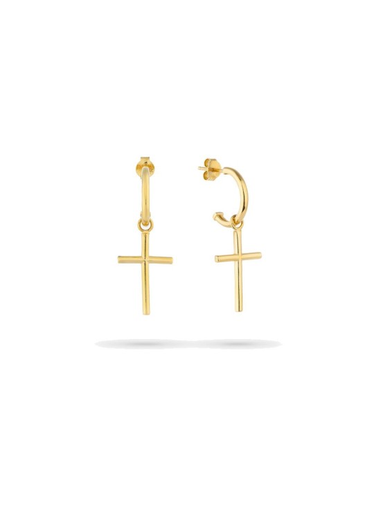 Pendientes de aro con cruz dorada | Radiant RY000129