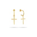 Pendientes Radiant Mujer RY000129 - Aro Dorado con Cruz Dorada