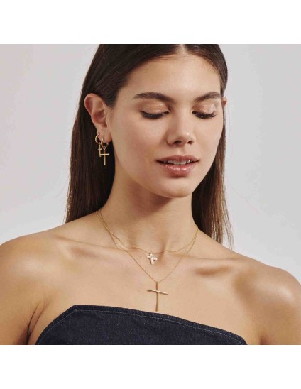 Brincos de argola com cruz dourada | Radiant RY000129