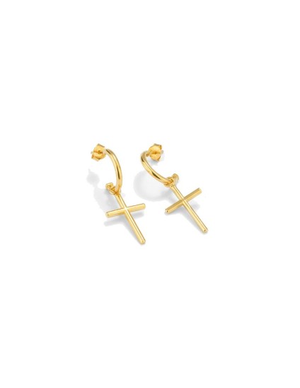 Pendientes de aro con cruz dorada | Radiant RY000129