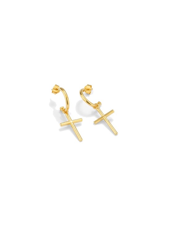 Pendientes de aro con cruz dorada | Radiant RY000129