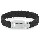 Pulsera Tommy Hilfiger 2790517 - Hombre, Trenzada Piel Negro, Cierre Acero