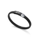 Pulsera Viceroy Magnum 1329P09010 - Hombre, Acero y Piel Negra, Cierre Magnético