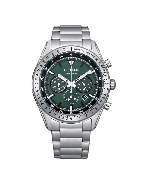 Reloj Citizen Eco Drive CA4600-89X - Crono Outdoor, Hombre, Acero, Verde, WR 10 Bar